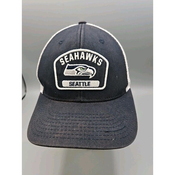 Seattle Seahawks football NFL Team Apparel Mesh Snapback Hat Cap Patch Blue - Picture 1 of 10